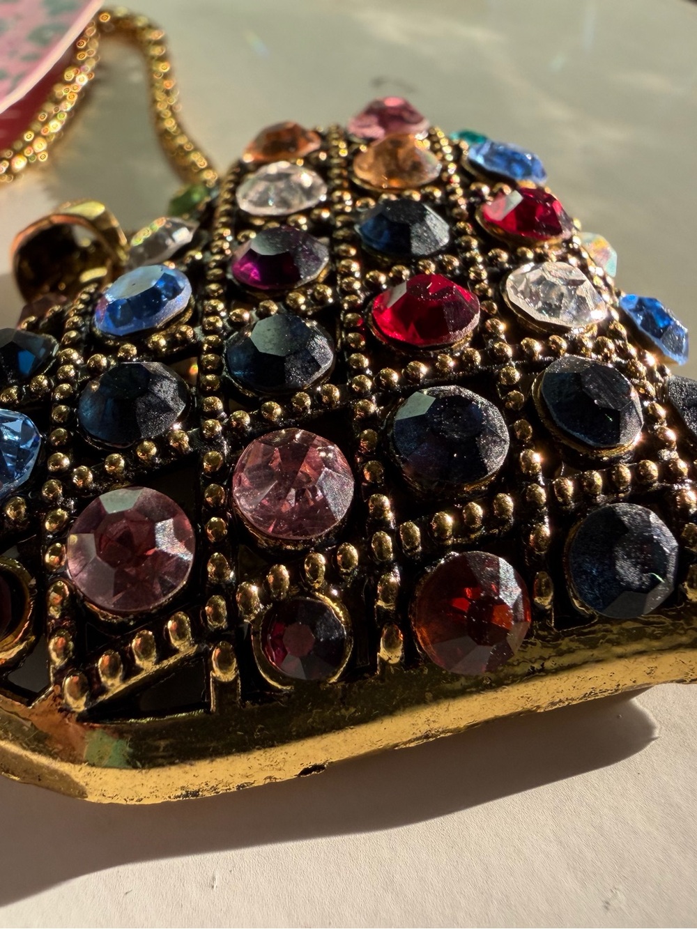 Betsey Johnson Gold Multicolor Crystal Heart Locket Necklace 30” - Picture 4 of 11
